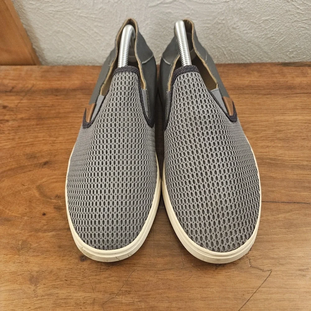 OluKai Pehuea Slip On Sneaker Womens Size 11‎ Gray Perforated Mesh Beach
